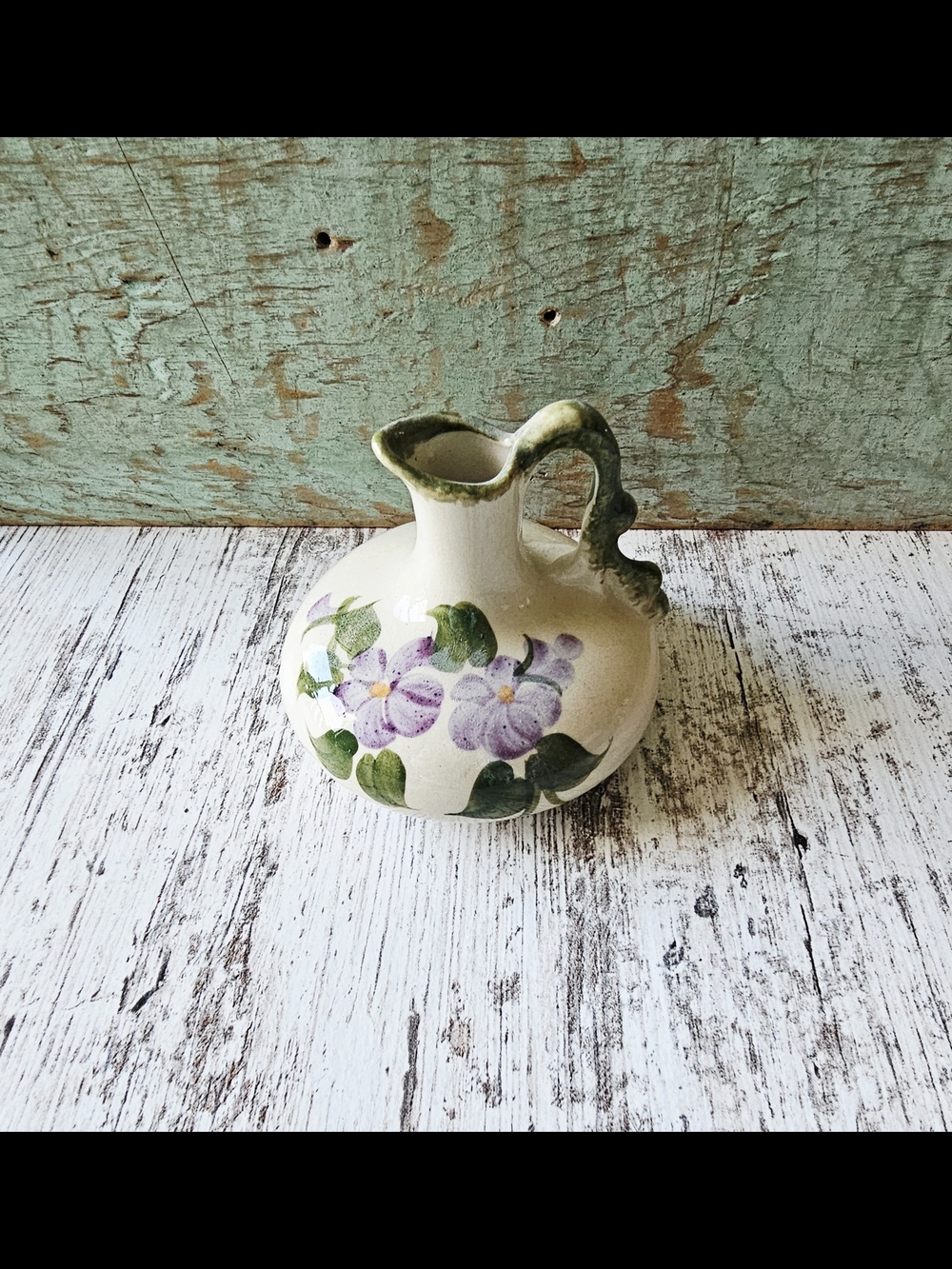 Vintage Cash Family Pottery Bud Vase Hand Painted Pitcher Jug 3.25"